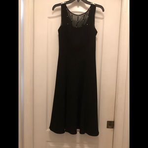 Evan Picone black cocktail dress with rhinestone